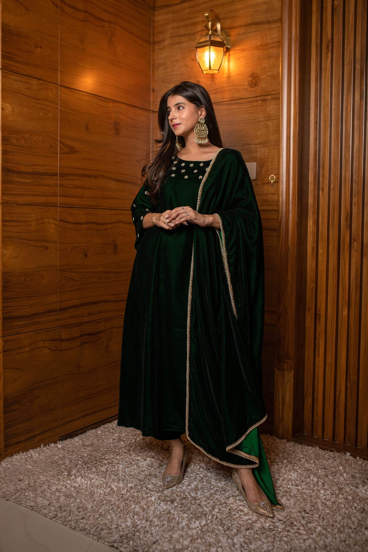 Combo of Velvet Dark Olive Kurta Set