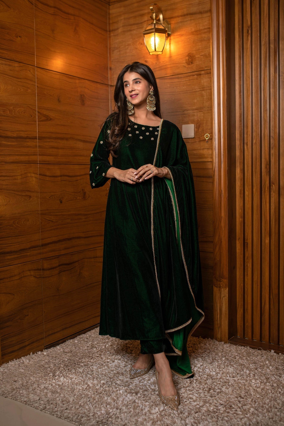 Combo of Velvet Dark Olive Kurta Set