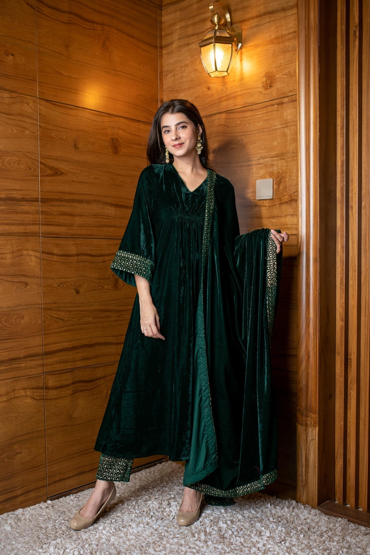 Combo of Velvet Dark Olive Kurta Set